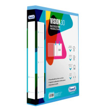 Raccoglitore personalizzabile Vision - 22 x 30 cm - 4 anelli a D 30 mm - dorso 4,5 cm - azzurro - Favorit