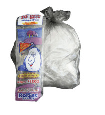 Sacchi - 50 x 60 cm - 30 L - 16 micron - MDPE/HDPE - trasparente neutro - Rolsac - conf. 20 pezzi