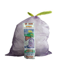 Sacchi - 55 x 65 cm - 44 L - 18 micron - con maniglie - MDPE/HDPE - viola - Rolsac - conf. 15 pezzi