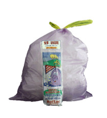 Sacchi - 55 x 65 cm - 44 L - 18 micron - con maniglie - MDPE/HDPE - viola - Rolsac - conf. 15 pezzi