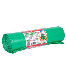 Sacchi per rifiuti da giardino - 80 x 120 cm - 150 L - 56 micron - LDPE - verde - Geko - rotolo da 10 sacchetti