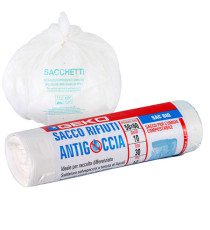 Sacchi per rifiuti organici Sac Bio - 50 x 60cm - 30 L - 12 micron - bianco - Geko - rotolo da 10 sacchetti
