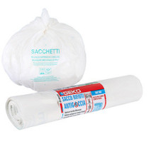 Sacchi per rifiuti organici Sac Bio - 70 x 110cm - 120 L - 12 micron - bianco - Geko - rotolo da 10 sacchetti