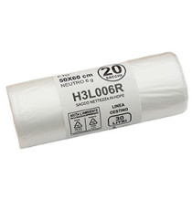 Sacco rifiuti - HDPE - 50 x 60 cm - 30 L - 15my - neutro - Bio Extrusion - conf. 20 pezzi