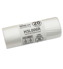 Sacco rifiuti - HDPE - 50 x 60 cm - 30 L - 15my - neutro - Bio Extrusion - conf. 20 pezzi