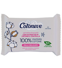 Salvietta struccante - pelli delicate - cotone - Cotoneve - conf. 20 pezzi