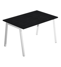 Scrivania lineare Easy - struttura bianca - gambe inclinate - 120 x 80 cm - nero venato