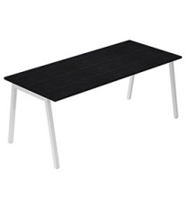 Scrivania lineare Easy - struttura bianca - gambe inclinate - 140 x 80 cm - nero venato