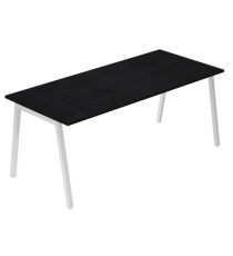 Scrivania lineare Easy - struttura bianca - gambe inclinate - 180 x 80 cm - nero venato