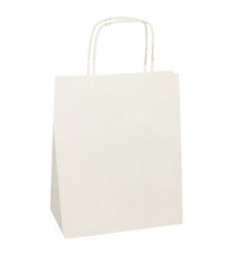 Shopper Twisted - maniglie cordino - 14 x 9 x 21 cm - carta kraft - bianco - Mainetti Bags - conf. 25 pezzi