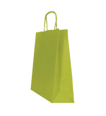 Shopper Twisted - maniglie cordino - 26 x 11 x 35 cm - carta kraft - verde fagiolo - Mainetti Bags - conf. 25 pezzi