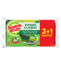 Spugna abrasiva Power Classic - antibatterica - 14,2x2,4x11,5 cm - giallo/verde - Scotch-Brite - conf. 3 pezzi