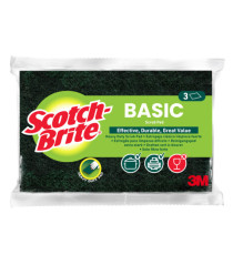 Spugna solo fibra - 14,2x2,4x11,5 cm - verde - Scotch-Brite - conf. 3 pezzi