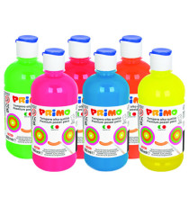 Tempera brillante perlata - 500ml - colori fluo assortiti - Primo - box 6 colori