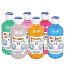 Tempera brillante perlata - 500ml - colori perlati assortiti - Primo - box 6 colori