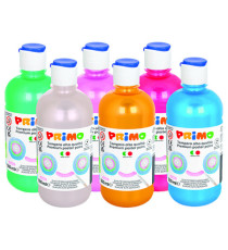 Tempera brillante perlata - 500ml - colori perlati assortiti - Primo - box 6 colori