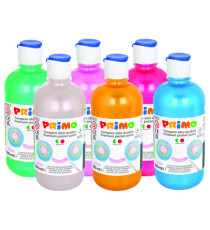 Tempera brillante perlata - 500ml - colori perlati assortiti - Primo - box 6 colori
