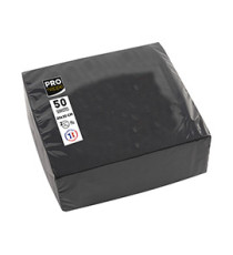 Tovaglioli cocktail - 2 veli - 20 x 20 cm - carta - nero - Pro Nappe - conf. 50 pezzi