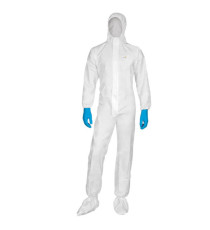 Tuta di protezione da rischio chimico DT115 - monouso - taglia L - PP/PE - bianco - Deltaplus
