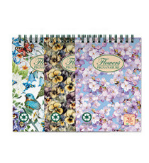 Blocco Nature Flowers - spiralato sul lato corto - A6 - 50 fogli - 80 gr - 5mm - Pigna