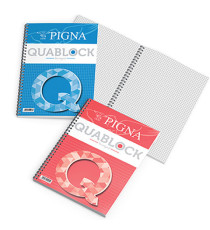 Blocco Quablock Original - spiralato - 22x29,5cm - 1 rigo - 120 fogli - 80gr - 4 fori - microperforato - Pigna