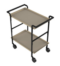Carrello di servizio LINÉA - 2 ripiani sabbia + tovaglietta beige - Stilcasa
