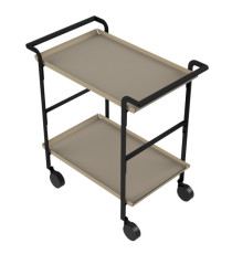 Carrello di servizio LINÉA - 2 ripiani sabbia + tovaglietta beige - Stilcasa