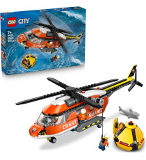 Lego City - Elicottero della Guardia Costiera - Lego 60503 con Porte Scorrevoli, Verricello, 4 Minifigure e squalo Anni 7+ 551pz