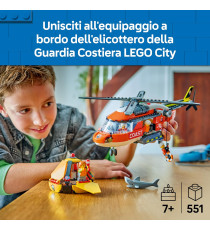 Lego City - Elicottero della Guardia Costiera - Lego 60503 con Porte Scorrevoli, Verricello, 4 Minifigure e squalo Anni 7+ 551pz