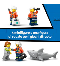 Lego City - Elicottero della Guardia Costiera - Lego 60503 con Porte Scorrevoli, Verricello, 4 Minifigure e squalo Anni 7+ 551pz