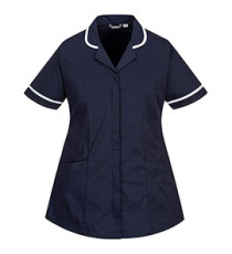 Camice da donna - maniche corte - elasticizzato - taglia M - blu navy - Portwest
