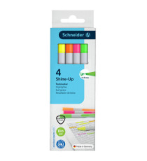 Evidenziatore Shine-Up - punta a scalpello  - colori assortiti - Schneider - conf. 4 pezzi