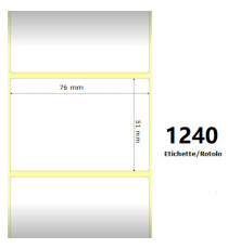 Etichette Zebra 76X51mm bianche 1240pz termiche compatibili Z-4000D, 3x2x1Core per Etichette Zebra GK420,ZD421T,ZD420