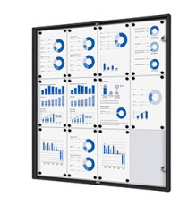Bacheca per interni - con ante battenti -  12 fogli A4 - cornice nera - verticale - Showdown