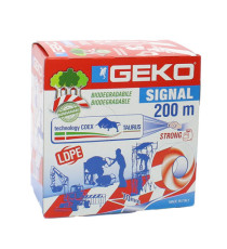 Nastro segnaletico SIGNAL - biodegradabile - 7 cm x 200 m - bianco/rosso - Geko
