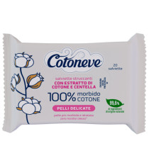 Salvietta struccante - pelli delicate - cotone - Cotoneve - conf. 20 pezzi