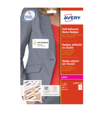 Etichette badge - in seta acetata - laser - rimovibili - 80 x 50 mm - 10 et/fg - 20 fogli - bianco - Avery