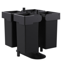 Portarifiuti MODULA - da terra - con contenitore - quadruplo - 91 x 91 x 97,5 cm - 73+73+73+73 L - antracite - Stilcasa