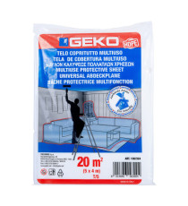 Telo copritutto - 4 x 5 m - 20 mq - 95/105 gr - HDPE - trasparente - Geko