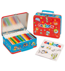 Valigetta in latta Color Kit - 80 pennarelli e album da colorare - Carioca