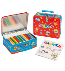 Valigetta in latta Color Kit - 80 pennarelli e album da colorare - Carioca