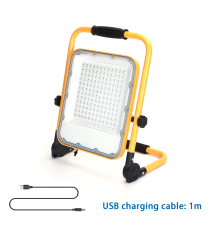 Faro led portatile da cantiere ricaricabile 100W 2200 lumen 6500K luce fredda IP65 - L304xW56xH385mm - orientabile a 360 gradi