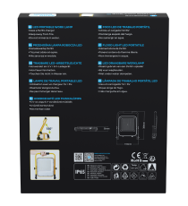 Faro led portatile da cantiere ricaricabile 100W 2200 lumen 6500K luce fredda IP65 - L304xW56xH385mm - orientabile a 360 gradi