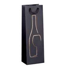 Shopper portabottiglie - con manici in corda - 12 x 37 x 9 cm - nero - Rex Sadoch