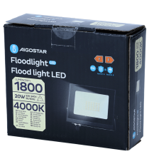 Faro led 20W nero 1800 lumen luce naturale 4000K, ultrasottile IP65 Dimensioni: L111xW87xH27mm Serie 07