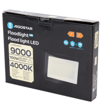 Faro led 100W nero 9000 lumen luce naturale 4000K, ultrasottile IP65 Dimensioni: L246xW179xH28mm Serie 07