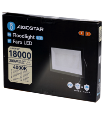 Faro led 200W nero 18000 lumen luce naturale 4000K, ultrasottile IP65 Dimensioni: L348xW256xH30mm Serie 07