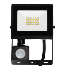 Faro led 20W con sensore, nero 1800 lumen luce fredda 6500K IP65 L111xW147xH52mm Serie 07 sens crepuscolare e movimento