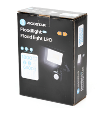 Faro led 20W con sensore, nero 1800 lumen luce fredda 6500K IP65 L111xW147xH52mm Serie 07 sens crepuscolare e movimento