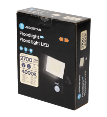 Faro led 30W con sensore, nero 2700 lumen luce naturale 4000K IP65 L142xW172xH52mm Serie 07 sens crepuscolare e movimento